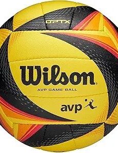 Wilson AVP OPTX Official Game Volleyball – Yellow/Black, Composite Material, Adult Size